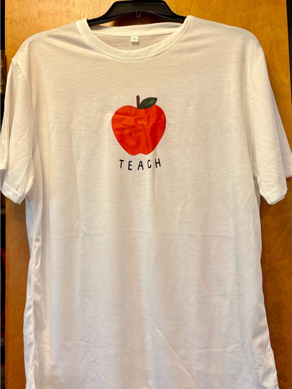 White 'Teach' Apple Graphic Women’s T-Shirt